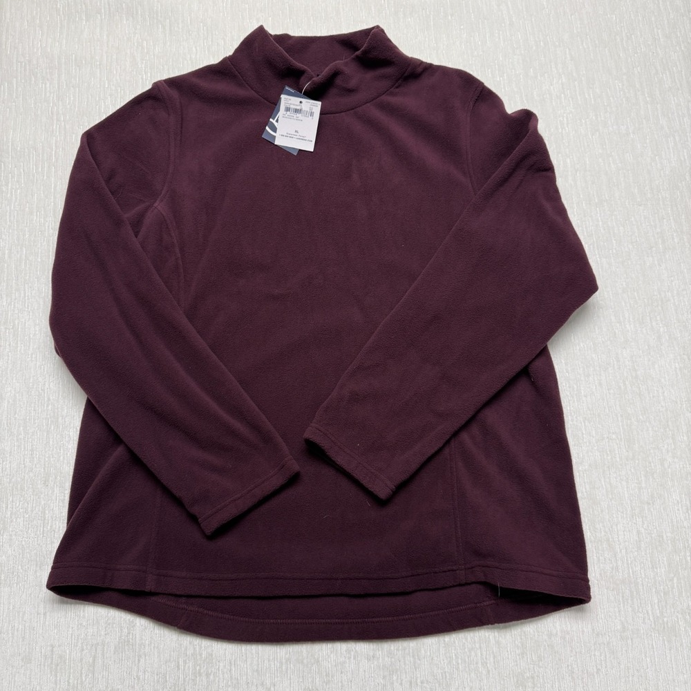 Lands' End Everyday Fleece Sweatshirt Womens XL Dark Boysenberry Cozy Mock Neck